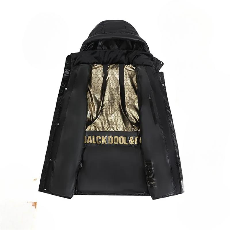 Casaco Grosso de Inverno com Penas Jaqueta Puffer Longa Quente e Fofa Feminina Parkas Casaco de Moda Feminina com Capuz