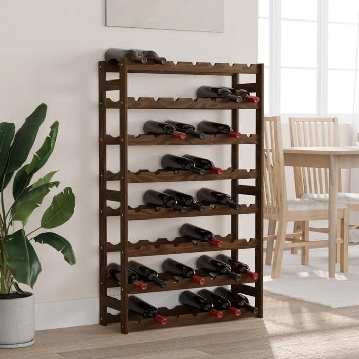VidaXL Bottle Rack for 56 Bottles Brown Solid Pine Wood 373393