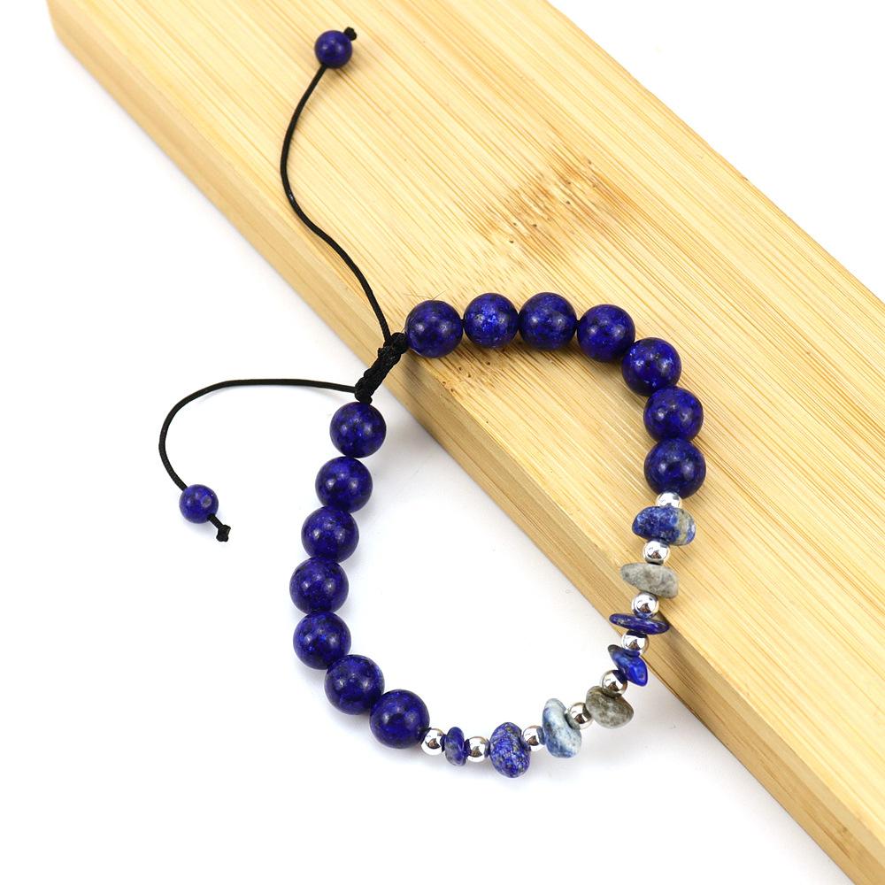 Retro Simple Multi-Color Natural Stone Gravel Beads Woven Bracelet Adjustable Bracelet B82