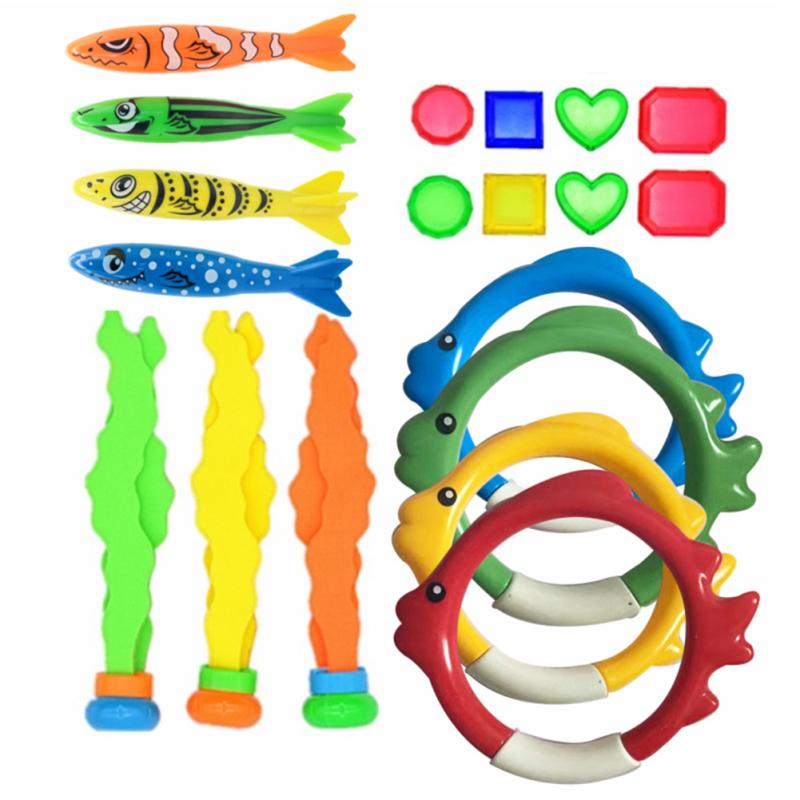 Summer Pool Diving Toys For Kids Fun Children Swimming Pool Games Sinking Toy Set With Diving Rings