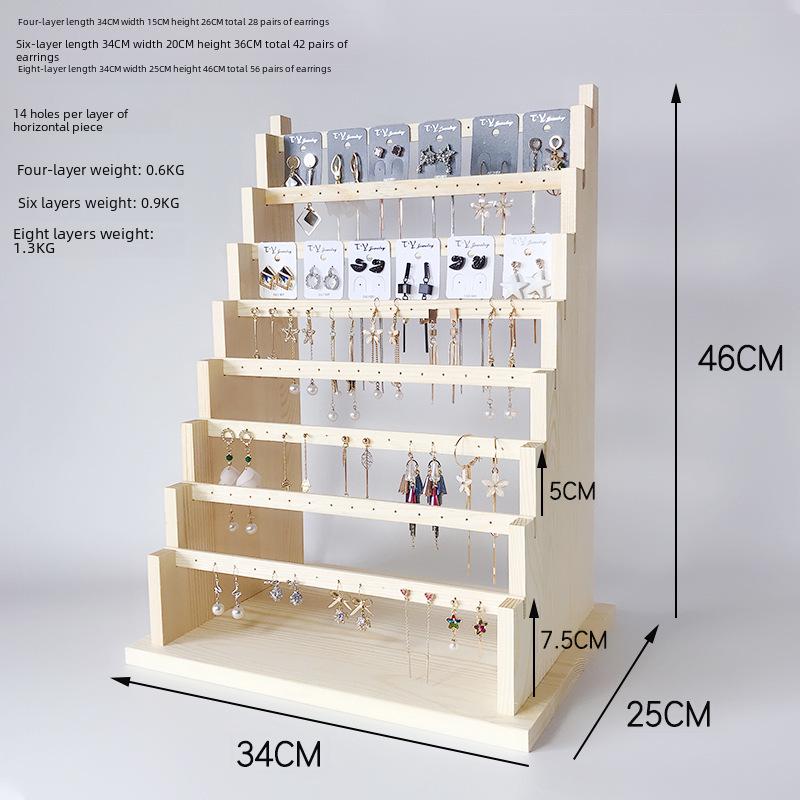 Solid Wood Jewelry Display Stand: Earring, Necklace & Bracelet Organizer.