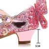 Princess Butterfly Leather Shoes Girls Diamond Bowknot High Heel Children Kid Dance Glitter Shoes Fashion Girls Party Dance Shoe