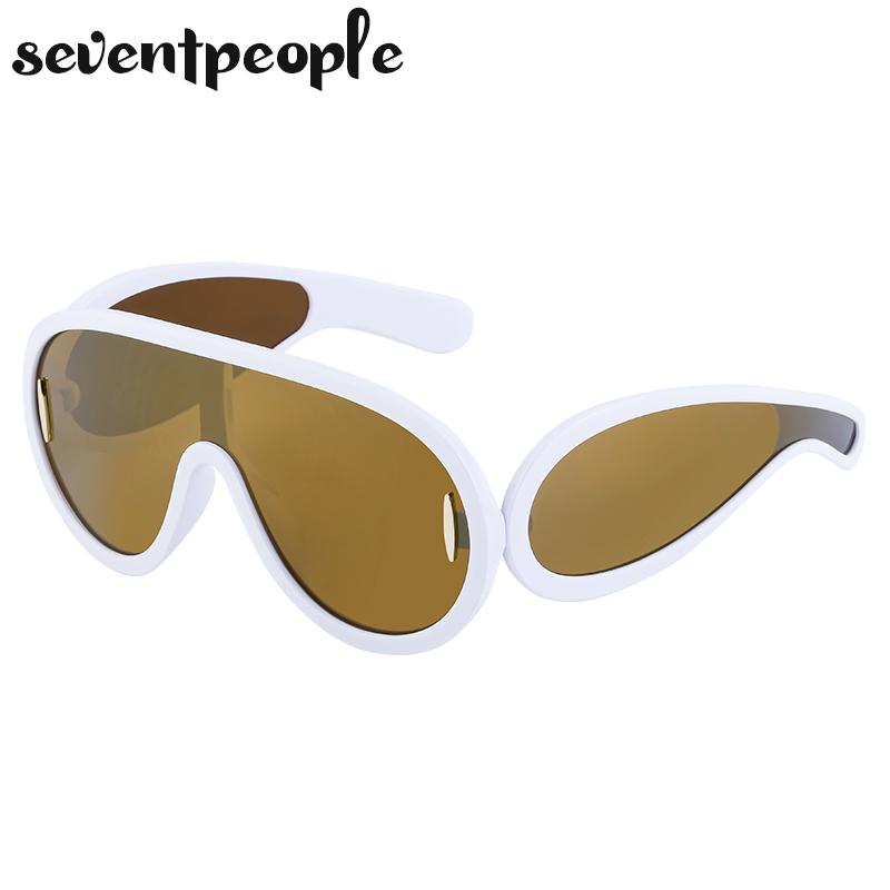 Luxury Brand Wave Mask Sunglasses Women New Fashion One-Piece Sun Glasses For Men Oversized Oval Sunglass Trending Products