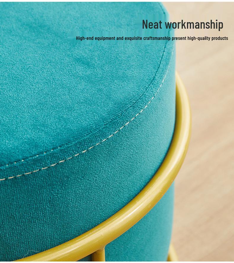 Solid Wood Round Stool - Light Luxury Shoe Changing/Footrest, Living Room/Entryway Bench/Pier, Coffee Table Accent.