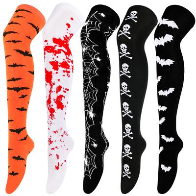 Halloween Bleeding Long Socks for Women Autumn Winter Cosplay Socks Above The Knee Black Gothic Punk Stockings