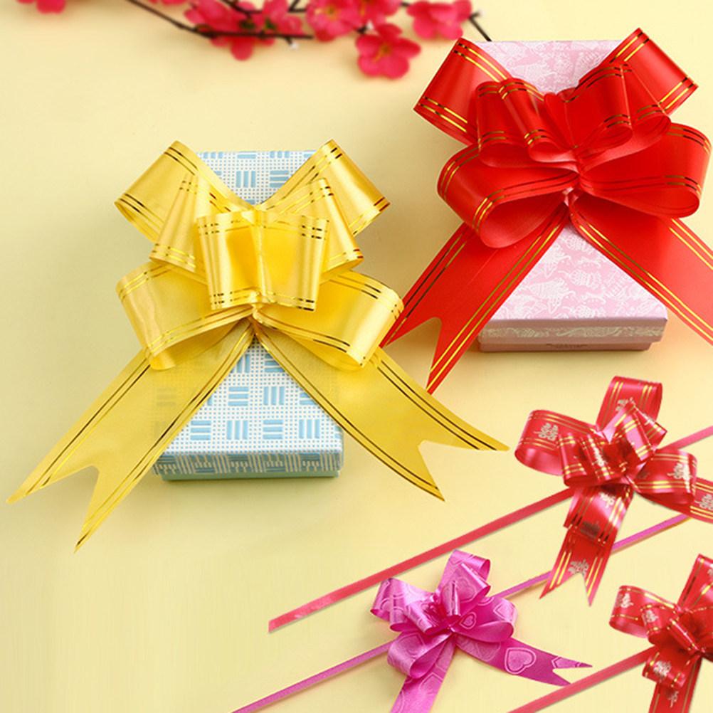 20Pcs Gold Trimmed Pull Bows Instant Bow Maker Ribbon for Gift Boxes Bags Wedding Favors Baby Shower Valentine Easter Craft