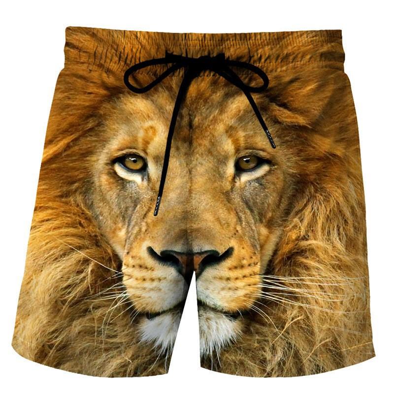 Sommer 3D Löwenmuster Print Shorts Modische Lässige Strand Herrenshorts