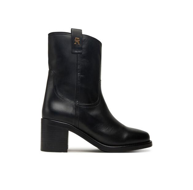 Ботильоны Tommy Hilfiger Riding Lthr Mid Boot Block Heel FW0FW08776 Black