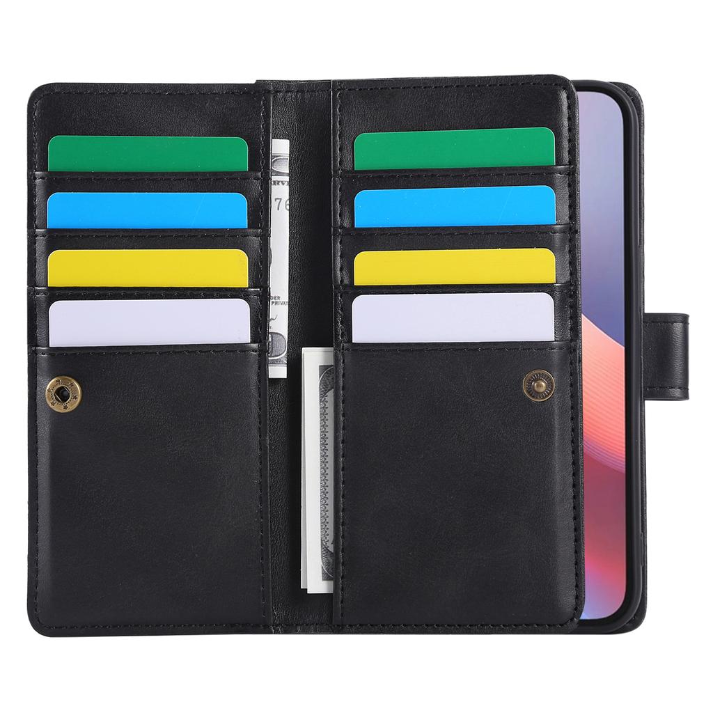 For iPhone 16e Case Split Leather Magnetic Wallet Phone Protector with Wrist Strap