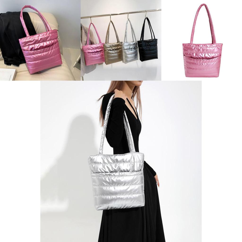 Trendy Street Style Cotton Tote Bag For Women Large Capacity Zippered Handbag