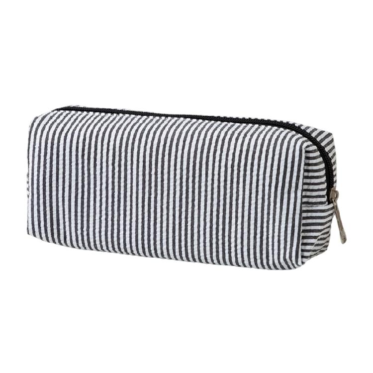 Striped Pencil Case Zippered Polyester Pen Pouches Light Weight Large Capacity Pen Organiser For School Office Travel