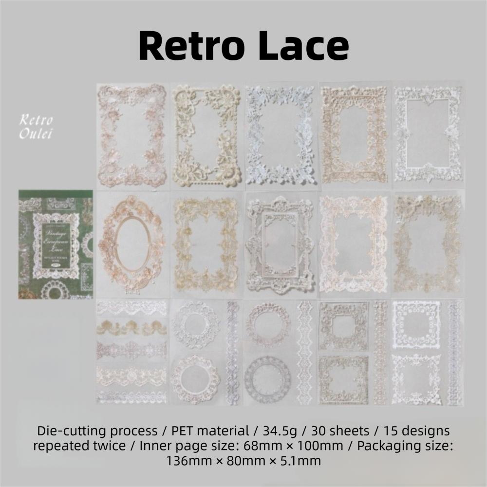 

DIY Crafts Lace Theme A Sticker Book Removable Vintage Style DIY Stickers PET Stickers Scrapbooking