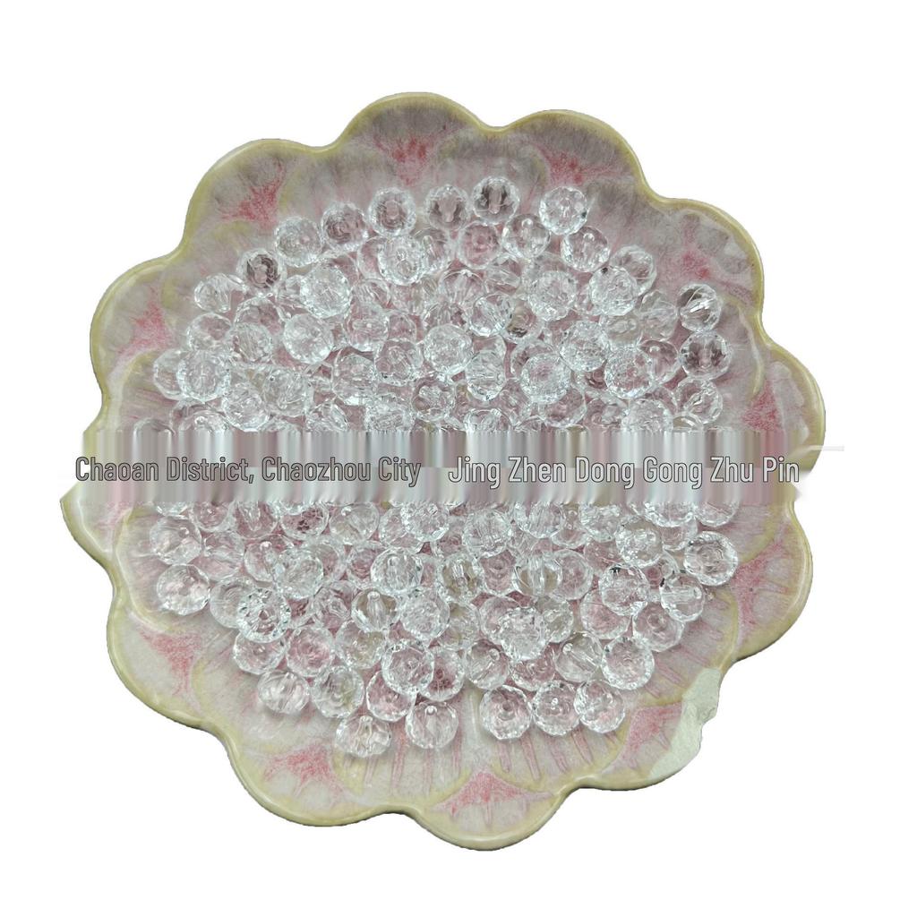 Faceted Acrylic Crystal Transparent Flat Beads for DIY Hairpins and Headwear