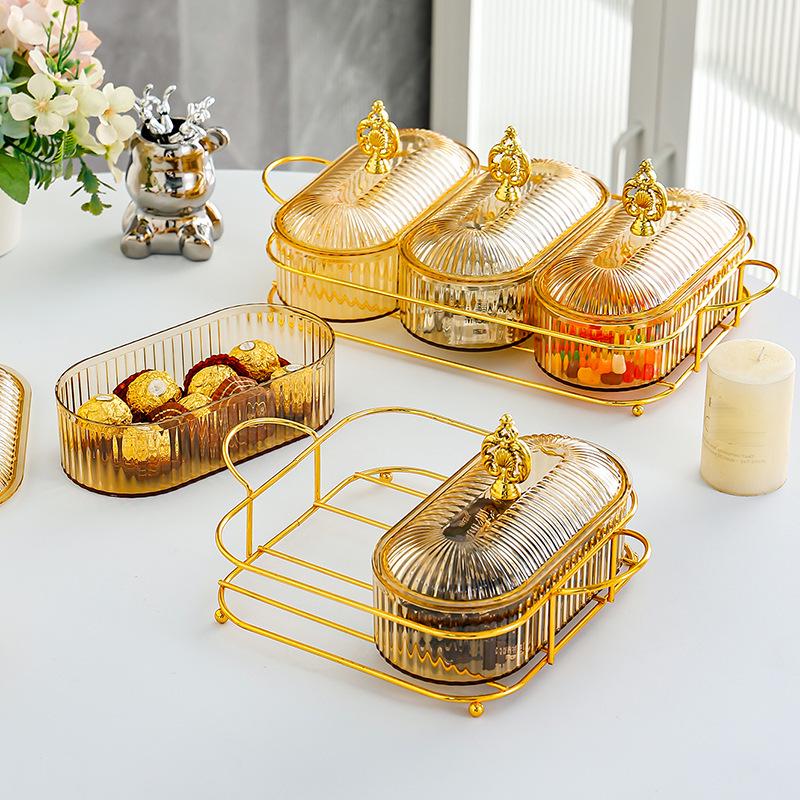 Luxurious Multi-Compartment Snack Storage: Fruit, Candy, and Pastry Dish for Living Room or Coffee Table