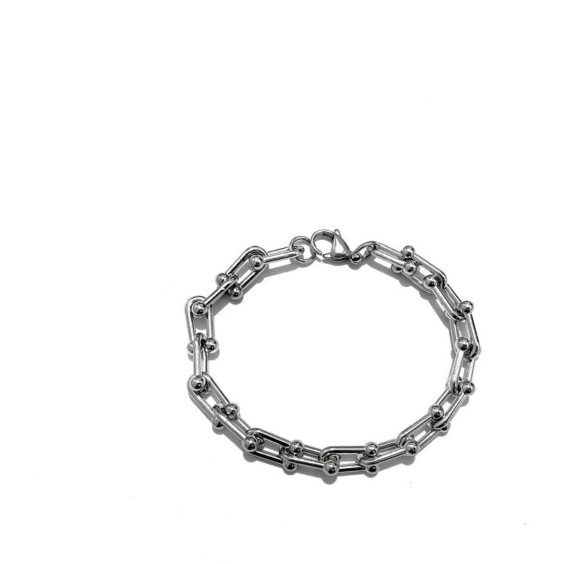 

Chain Silver Gold Necklace Earrings Bracelet for Women Men Unisex Simple Popular [AVANCE] (Silver Bracelet)