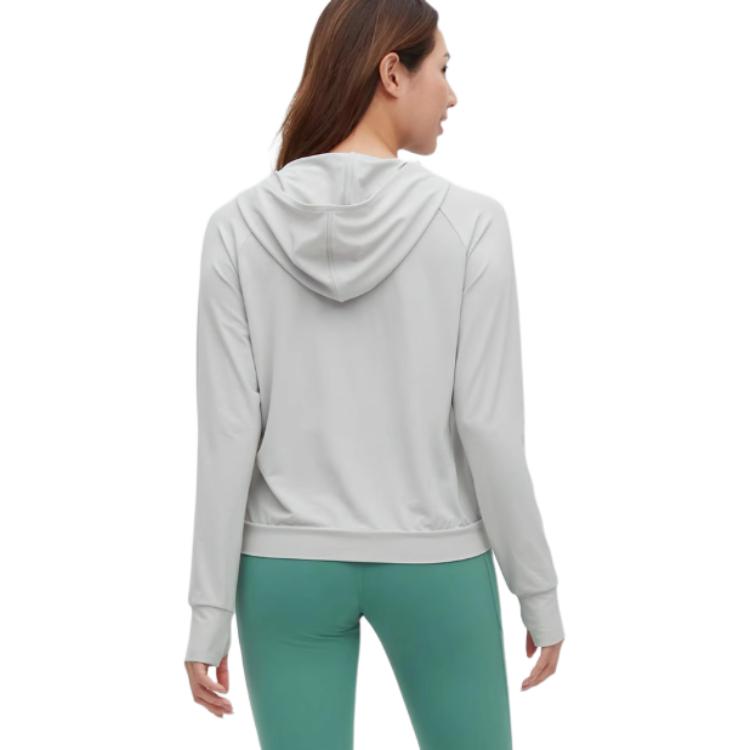 Uniqlo Solid Color UV Protection Zipper Hooded Sun Protection Jacket Women Jackets Light-Mist-Gray 444531-02