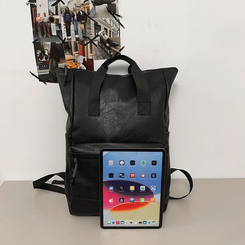 PU Backpack Men's Laptop Backpack Student Travel Commuter Bag