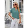 Spring Summer New Solid Color V-neck Short Sleeve Loose Casual Chiffon Blouse For Cross-border Women