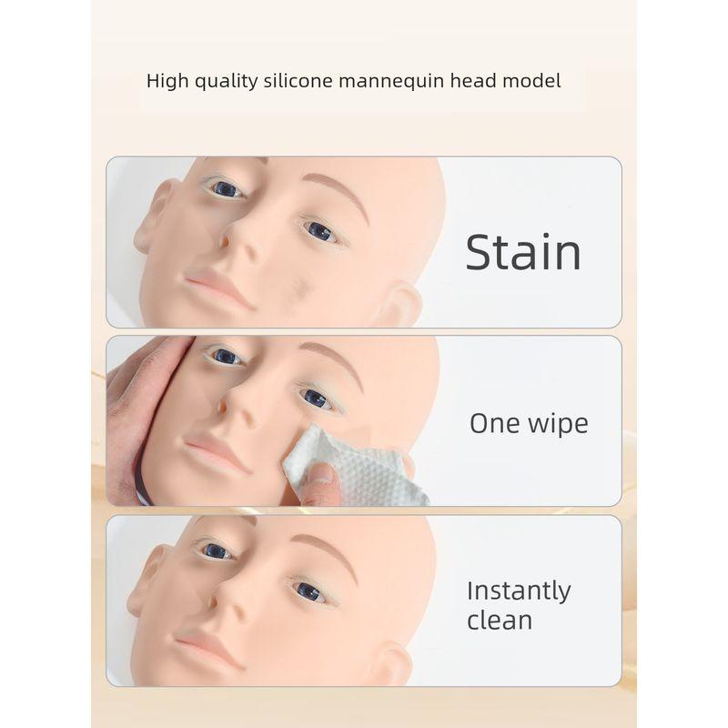 Three-Layer Realistic Eyelash Mannequin Head for Beginners to Practice Eyelash Extensions and Training, Cannot Lift Eyelids