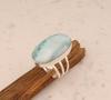 Solid 925 Sterling Silver Natural Larimar Gemstone Ring Handmade Designer Birthstone Ring Women Jewelry