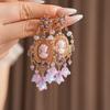 Vintage Palace Style Pendant Earrings, Floral Portrait Tassel Earrings, Light Luxury High-End Earrings, Vacation Earrings
