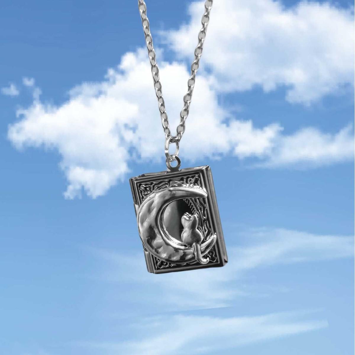 

Exquisite Cute Sliver Color Relief Cat Kitty on The Moon Book Pendant Necklace for Men Women Friend Stainless Steel Jewelry Gift