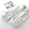White Double-Sided Thickened Fleece Hoodie Jacket for Spring, Autumn, and Winter