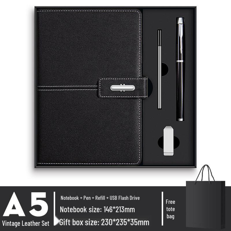 A5 Benutzerdefiniertes Geschäftsnotizbuch & Thermoskanne Geschenkset mit Logodruck für Firmenmeetings