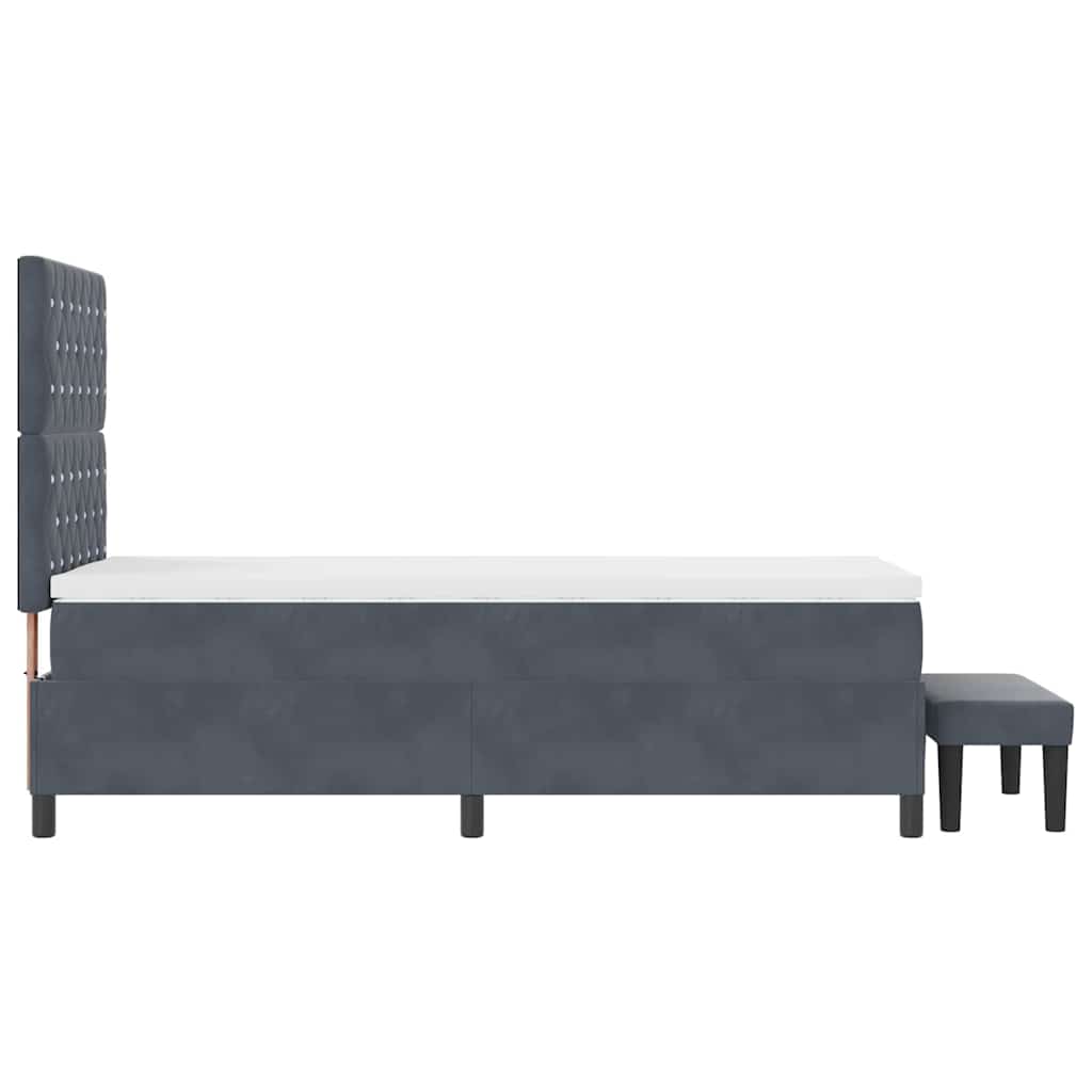 Box Spring Bed with Headboard Dark Grey 200 x 100 cm Velvet