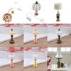 1:12 Maison de poupée Miniature Plastique Métal Rétro Lampe Lumière Alimentée par Pile Bouton Ornement Décorations de Noël