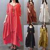 Plus Size Oversized Women Solid Color Long Sleeve Baggy Loose Layered Maxi Dress
