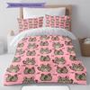 Pink Cartoon Art Pattern Bedding,Quilt Set Quilt Cover Pillowcase Home Birthday Gift (1 * Duvet Cover + 2 * Pillowcase, Without Core)