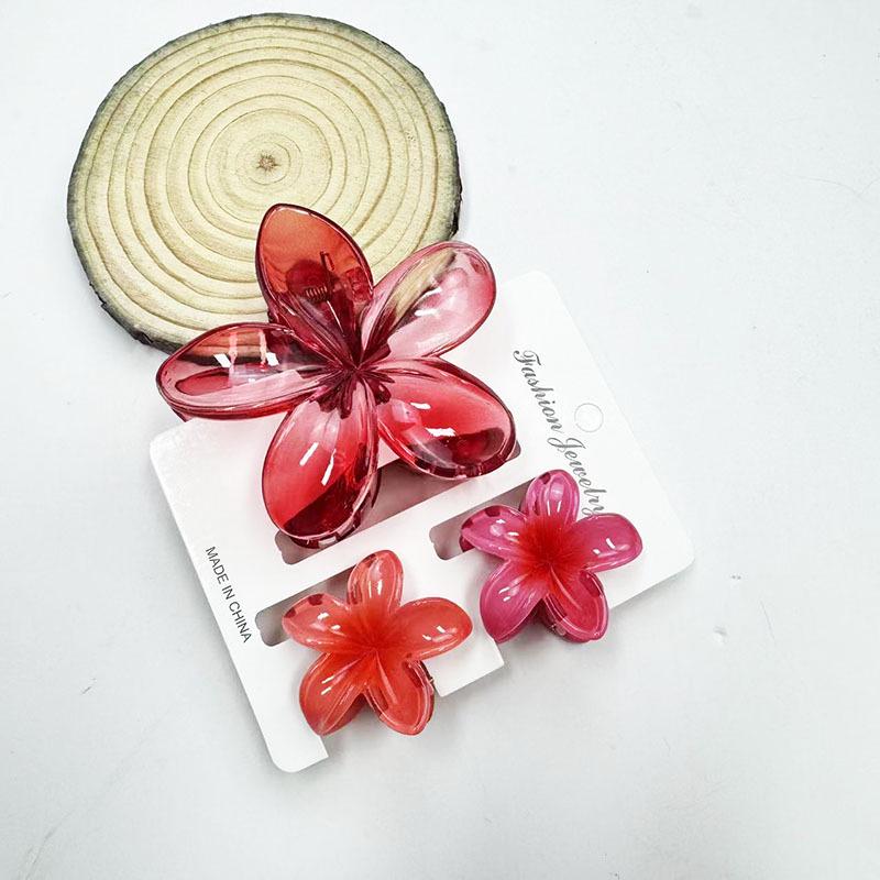 Sada skřipců do vlasů s frangipani: Květinové vlasové doplňky s imitací mramoru pro módní svátky