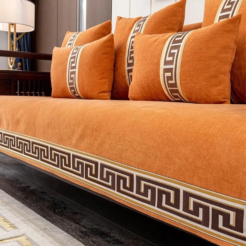High-grade Classical Thicken Chenille Sofa Towel Modern Soft Anti-slip Sectional Sofa Cover Luxury Solid Color Couch Covers