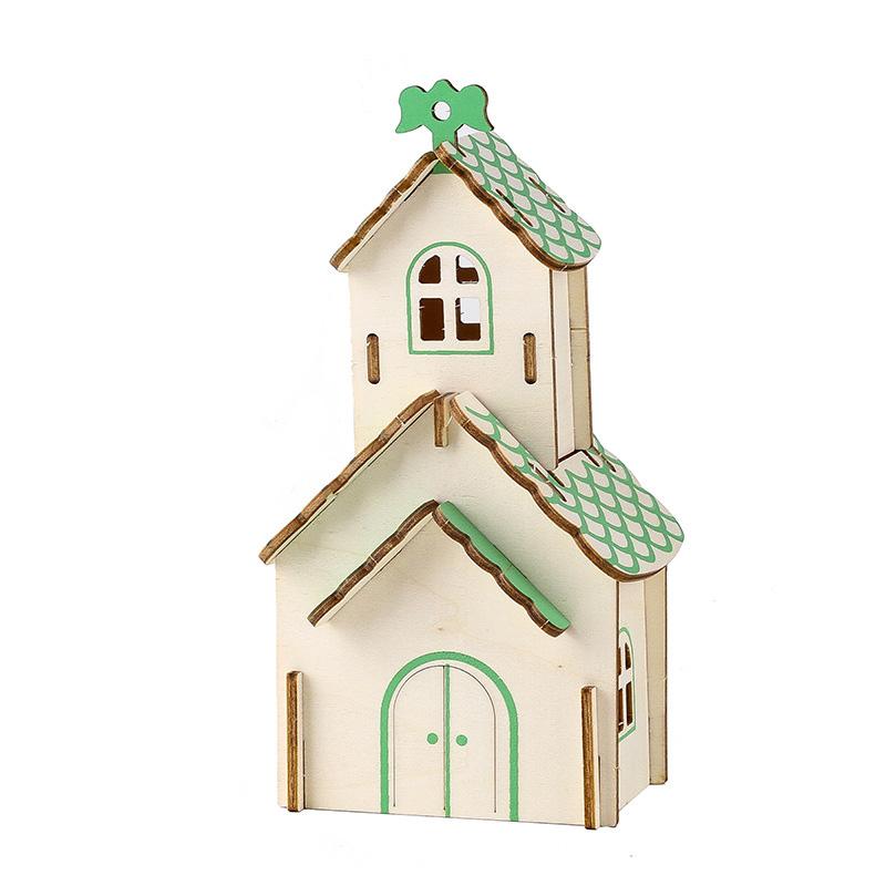 3D Wooden Puzzle Jigsaw House Villa Architectural Models DIY Assembled Combination Kids Handmade Craft Puzzle Decoration