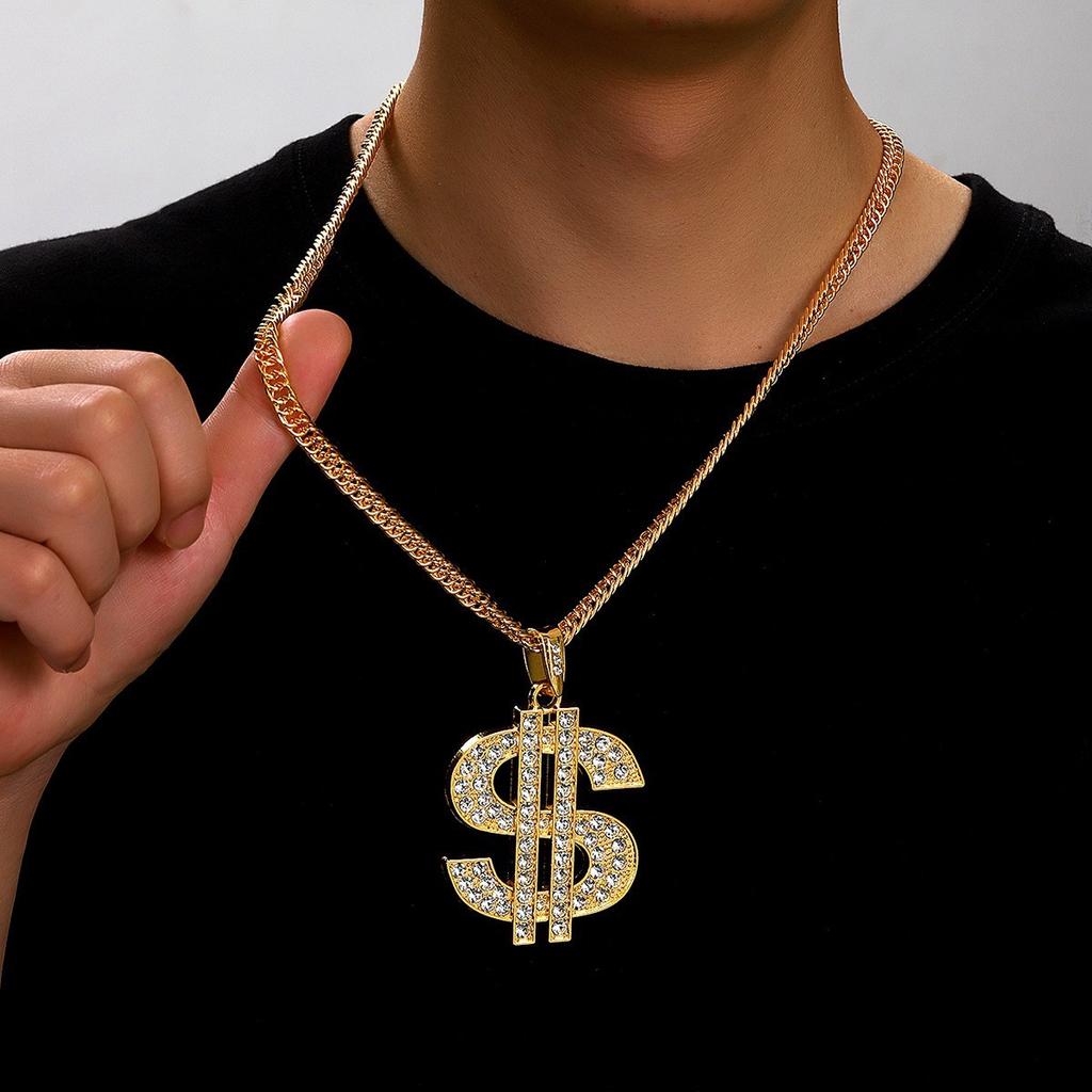 Exaggerated Large European and American Street Hip-hop Chain Dollar Sign Necklace Men's and Women's Pendant Jewelry