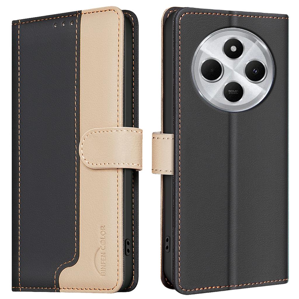 BINFEN COLOR BF33 for Xiaomi Poco C75 4G/Redmi 14R 5G/14C 4G Leather Case Splicing Color RFID Blocking