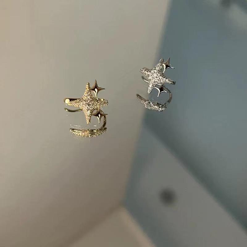 Fashion Star Ear Clip Earrings Gold Silver for Women