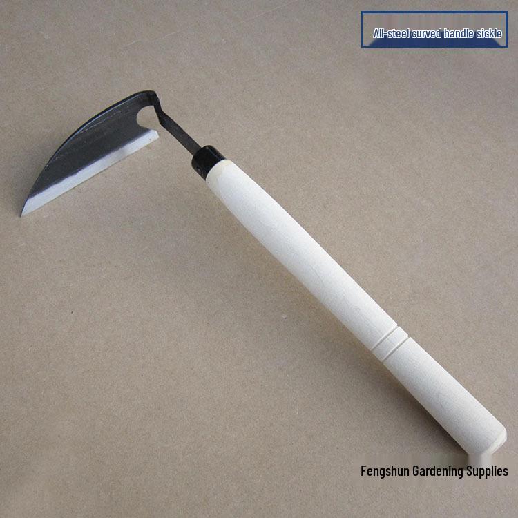 

Kusakichi All-Steel Sickle Hoe: Bent Handle for Weeding and Soil Loosening