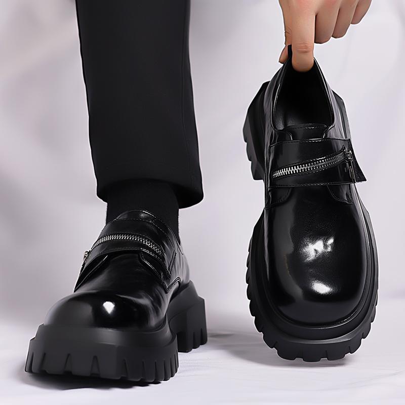 Derby men's leather shoes Thick bottomed British style design Leisure Party Business Office Luxury adult shoes Brown and Black