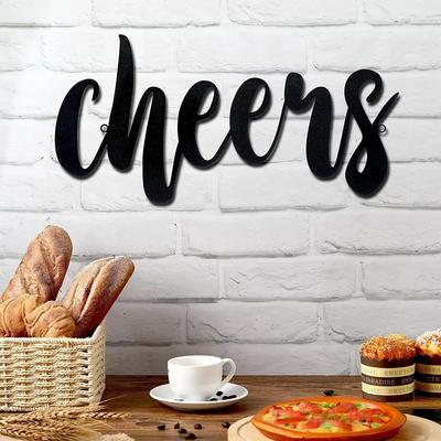 1pc Cheers Wall Decor Cheers Sign Metal Bathroom Cheers Sign for Home, Living Room Wall Sticker Iron Art Silhouette Home Decor