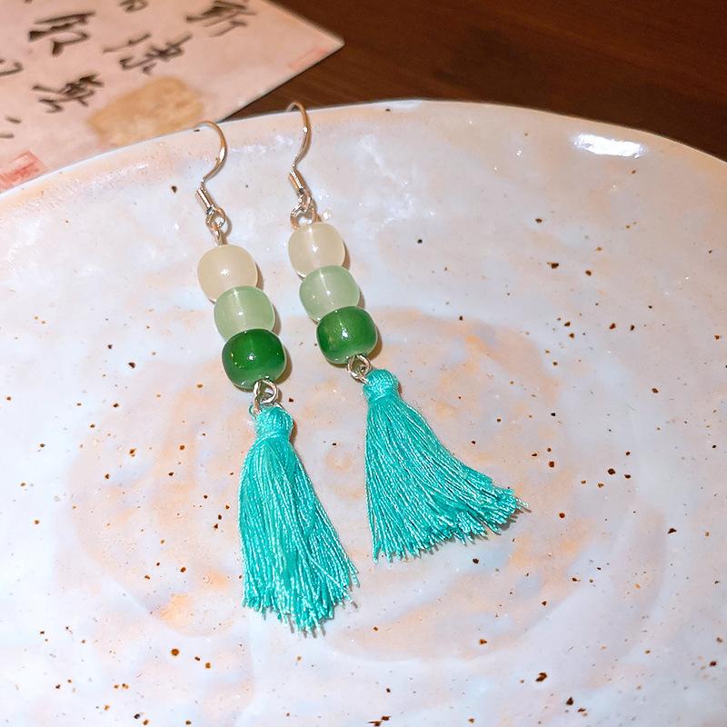 New Chinese Style Oil Drop Butterfly Flower Gourd Pearl Fringed Earrings Retro Ear Hook Light Luxury National Style Earrings Women