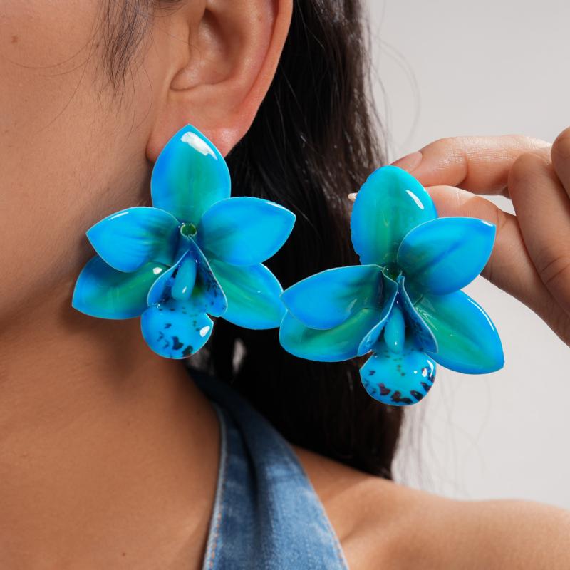 Exaggerated Colorful Large Flower Stud Earrings For Women Boho Petal Earrings Personality Jewelry Accessories Gifts