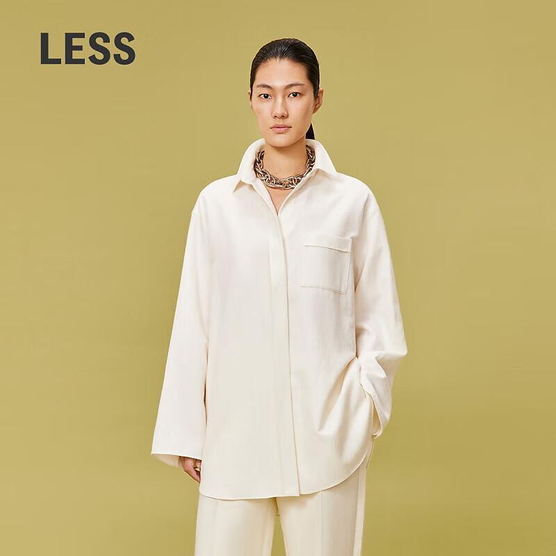 LESS 2024 Spring Casual White Long Sleeve Shirt M