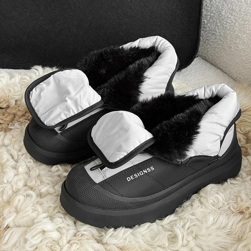 

Winter outdoor down cotton waterproof couple boots simple warm snow boots medium boots Female 36 черный серый