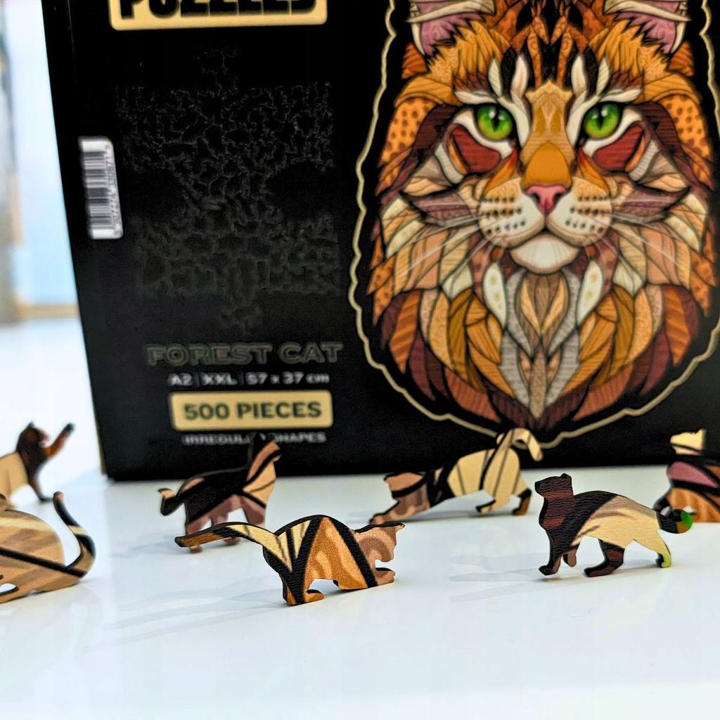 Large XXL Forest Cat Wooden Puzzle | Puzzle Gift For Adults