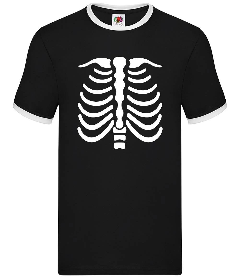 Skeleton Chest - Mens Ringer - Halloween Fancy Dress Funny Skeleton Bones XXXXL