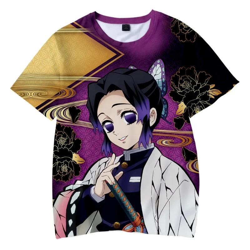 Sudadera de Manga Corta para Niños Top de Dibujos Animados Camiseta Estampada en 3D Anime Demon Slayer Niños Niñas Verano Moda Urbana Camiseta Top