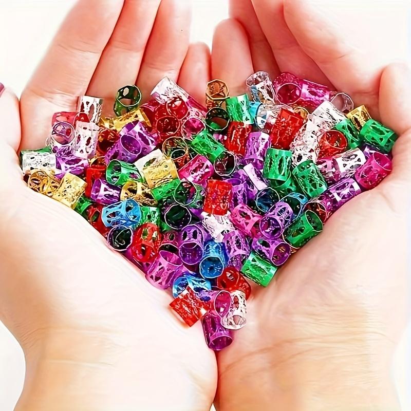 50pcs Braid Accessories Hair Rings Braiding Decorative Hair Clips Mixed Color Aluminum Flower Tubes Non-Rust and Fade