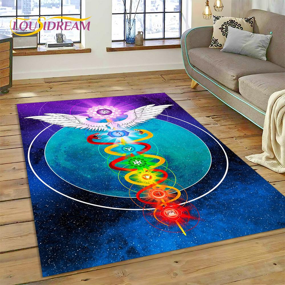 Naturalize Yoga Zen Meditation Rainbow 7 Chakra Carpet Rug for Home Living Room Bedroom Sofa Doormat Decor,Area Rug Non-slip Mat